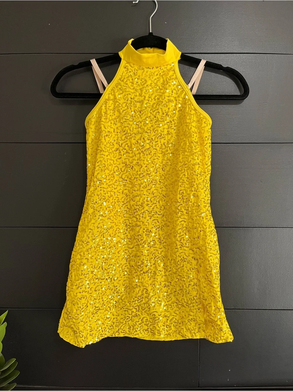 WEISSMAN Sequin Yellow Child Medium Mini Dress Costume Dance EUC